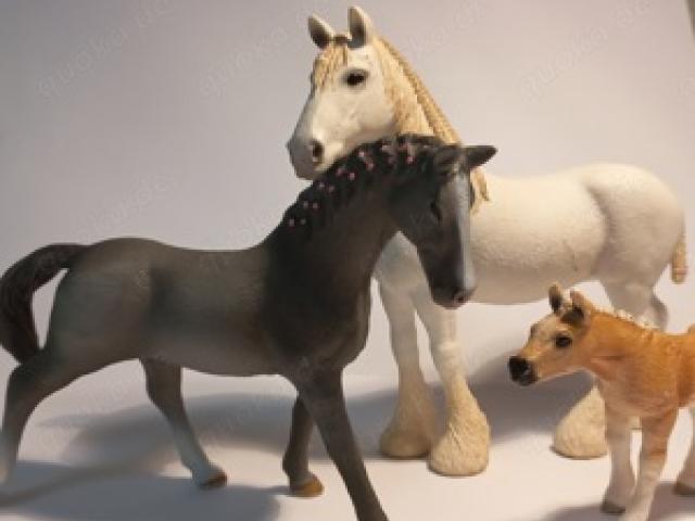 Schleich Pferde Set  Shire Horse Stute, Trakehner Stute, Haflinger Fohlen Set - 1